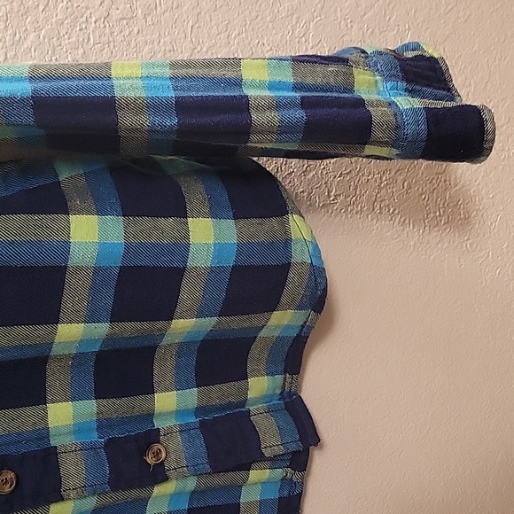 Hollister Button-down Plaid Flannel - Navy/Green - XL - Picture 8 of 13